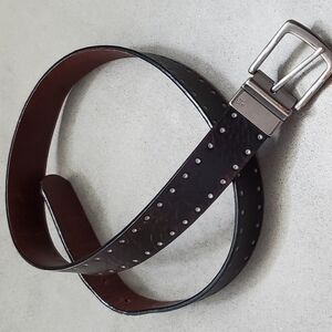 Ralph Lauren Monogram Buckle Reversible Leather Belt, Black/Saddle Wms M/L EUC